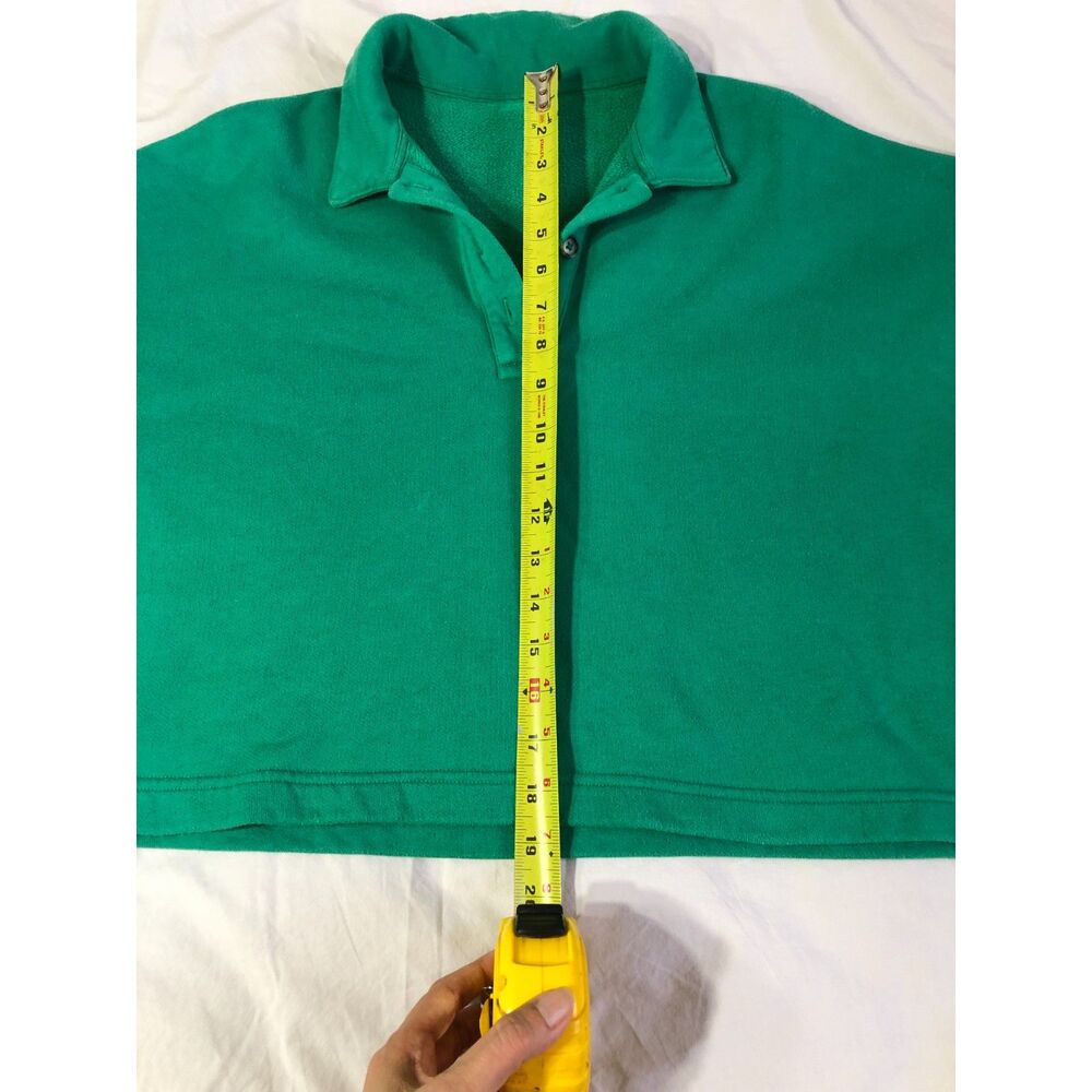 Alo Yoga Emerald Green Polo Henley Cropped Pullover Sweatshirt Luxury oversize M - Picture 9 of 11
